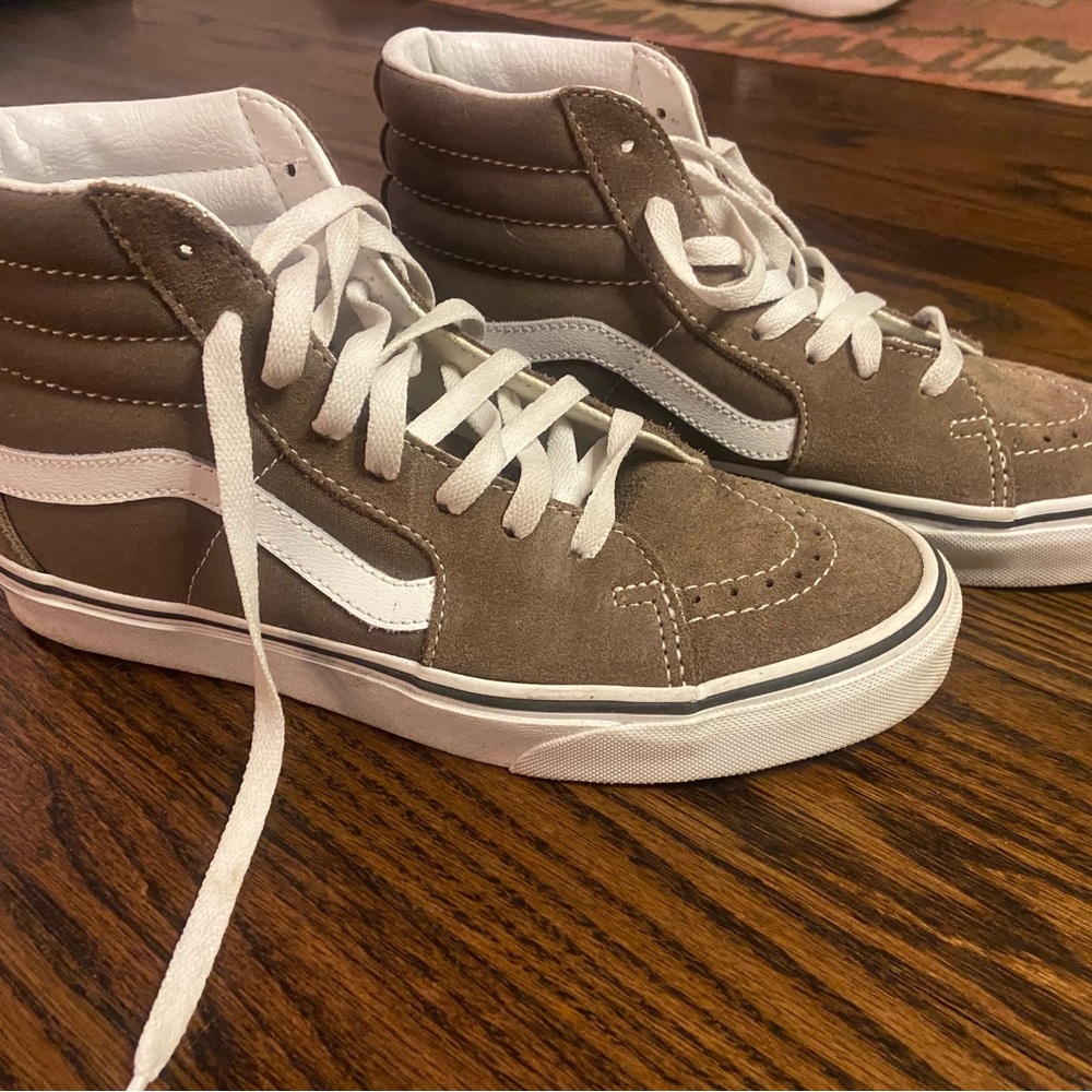 Vans Men's /Unisex High-Top Sneakers - Tan and White Suede